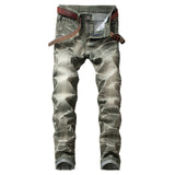 2020 High Quality Men  Casual Jeans Coated Slim Straight Pleated Biker Jeans Pants Male Denim Casual Pants Plus Size 42 aidase-shop