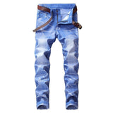 2020 High Quality Men  Casual Jeans Coated Slim Straight Pleated Biker Jeans Pants Male Denim Casual Pants Plus Size 42 aidase-shop