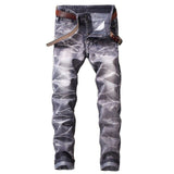 2020 High Quality Men  Casual Jeans Coated Slim Straight Pleated Biker Jeans Pants Male Denim Casual Pants Plus Size 42 aidase-shop