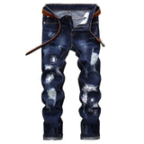 2020 High Quality Men  Casual Jeans Coated Slim Straight Pleated Biker Jeans Pants Male Denim Casual Pants Plus Size 42 aidase-shop