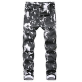 2020 High Quality Men  Casual Jeans Coated Slim Straight Pleated Biker Jeans Pants Male Denim Casual Pants Plus Size 42 aidase-shop