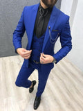 Aidase Three Piece Royal Blue Men Suits Peaked Lapel Custom Made Wedding Tuxedos Slim Fit Male Suits (Jacket + Pants + Vest) aidase-shop