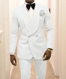 Aidase Custom Made Groomsmen White Pattern Groom Tuxedos Shawl Lapel Men Suits 2 Pieces Wedding Best Man ( Jacket+Pants+Tie ) C922 aidase-shop