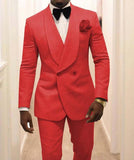 Aidase Custom Made Groomsmen White Pattern Groom Tuxedos Shawl Lapel Men Suits 2 Pieces Wedding Best Man ( Jacket+Pants+Tie ) C922 aidase-shop