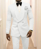 Aidase Custom Made Groomsmen White Pattern Groom Tuxedos Shawl Lapel Men Suits 2 Pieces Wedding Best Man ( Jacket+Pants+Tie ) C922 aidase-shop