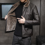 Aidase New Thick Leather Jacket Mens Winter Autumn Men's Jacket Fashion Faux Fur Collar Windproof Warm Coat Male Brand Clothing MY156 aidase-shop