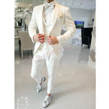 Aidase Fashion Lattice Men's Suit Slim Fit Prom Wedding Suits for Men Groom Tuxedo Jacket Pants Set Custom White Casual Men Blazer aidase-shop