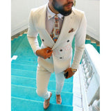 Aidase Fashion Lattice Men's Suit Slim Fit Prom Wedding Suits for Men Groom Tuxedo Jacket Pants Set Custom White Casual Men Blazer aidase-shop