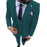 Aidase Mens suits Wave point Three Pieces Men Dress Suits Casual Commuter office business suits For Wedding(Blazer+Vest+Pants) aidase-shop