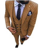 Aidase Mens suits Wave point Three Pieces Men Dress Suits Casual Commuter office business suits For Wedding(Blazer+Vest+Pants) aidase-shop
