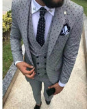 Aidase Mens suits Wave point Three Pieces Men Dress Suits Casual Commuter office business suits For Wedding(Blazer+Vest+Pants) aidase-shop