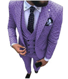 Aidase Mens suits Wave point Three Pieces Men Dress Suits Casual Commuter office business suits For Wedding(Blazer+Vest+Pants) aidase-shop