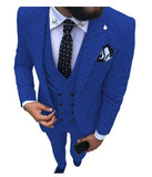 Aidase Mens suits Wave point Three Pieces Men Dress Suits Casual Commuter office business suits For Wedding(Blazer+Vest+Pants) aidase-shop