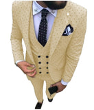 Aidase Mens suits Wave point Three Pieces Men Dress Suits Casual Commuter office business suits For Wedding(Blazer+Vest+Pants) aidase-shop