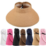 2020 New Women Summer Visors Hat Foldable Sun Hat Wide Large Brim Beach Hats Straw Hat chapeau femme Beach UV Protection Caps aidase-shop