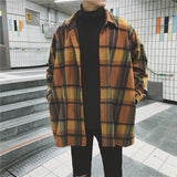 Aidase 2021 New Fashion Men Plaid Shirt Casual Loose Wool Jacket Coat Men Long Sleeve Shirt Mens Clothing Streetwear aidase-shop