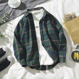 Aidase 2021 New Fashion Men Plaid Shirt Casual Loose Wool Jacket Coat Men Long Sleeve Shirt Mens Clothing Streetwear aidase-shop