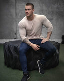 Long Sleeve Tshirt Men Solid Color Cotton T-shirt Bodybuilding Underwear Shirts Spring Jogger Sports Muscle Exercise 3XL aidase-shop