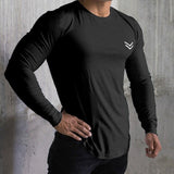 Long Sleeve Tshirt Men Solid Color Cotton T-shirt Bodybuilding Underwear Shirts Spring Jogger Sports Muscle Exercise 3XL aidase-shop