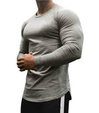Long Sleeve Tshirt Men Solid Color Cotton T-shirt Bodybuilding Underwear Shirts Spring Jogger Sports Muscle Exercise 3XL aidase-shop