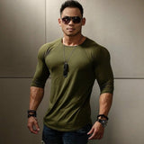 Long Sleeve Tshirt Men Solid Color Cotton T-shirt Bodybuilding Underwear Shirts Spring Jogger Sports Muscle Exercise 3XL aidase-shop