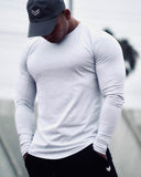 Long Sleeve Tshirt Men Solid Color Cotton T-shirt Bodybuilding Underwear Shirts Spring Jogger Sports Muscle Exercise 3XL aidase-shop