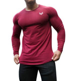 Long Sleeve Tshirt Men Solid Color Cotton T-shirt Bodybuilding Underwear Shirts Spring Jogger Sports Muscle Exercise 3XL aidase-shop