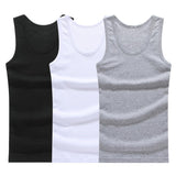 Hot Sale 3pcs / 100% Cotton Mens Sleeveless Tank Top Solid Muscle Vest Undershirts O-neck Gymclothing Tees Whorl Tops aidase-shop