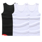 Hot Sale 3pcs / 100% Cotton Mens Sleeveless Tank Top Solid Muscle Vest Undershirts O-neck Gymclothing Tees Whorl Tops aidase-shop