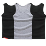 Hot Sale 3pcs / 100% Cotton Mens Sleeveless Tank Top Solid Muscle Vest Undershirts O-neck Gymclothing Tees Whorl Tops aidase-shop