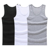 Hot Sale 3pcs / 100% Cotton Mens Sleeveless Tank Top Solid Muscle Vest Undershirts O-neck Gymclothing Tees Whorl Tops aidase-shop