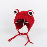 Aidase Solid color Cartoon frog knitted hat winter warm hat Skullies cap beanie hat for kid boy and girl 75 aidase-shop