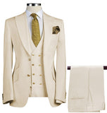 Aidase Men Suits 3 Pieces Slim Fit Business Suits Groom Army Green Noble Grey White Tuxedos for Formal Wedding suit(Blazer+Pants+Vest) aidase-shop