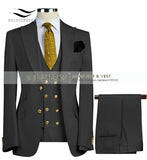 Aidase Men Suits 3 Pieces Slim Fit Business Suits Groom Army Green Noble Grey White Tuxedos for Formal Wedding suit(Blazer+Pants+Vest) aidase-shop