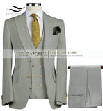 Aidase Men Suits 3 Pieces Slim Fit Business Suits Groom Army Green Noble Grey White Tuxedos for Formal Wedding suit(Blazer+Pants+Vest) aidase-shop