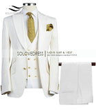 Aidase Men Suits 3 Pieces Slim Fit Business Suits Groom Army Green Noble Grey White Tuxedos for Formal Wedding suit(Blazer+Pants+Vest) aidase-shop