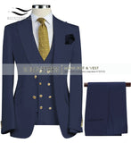 Aidase Men Suits 3 Pieces Slim Fit Business Suits Groom Army Green Noble Grey White Tuxedos for Formal Wedding suit(Blazer+Pants+Vest) aidase-shop