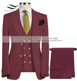 Aidase Men Suits 3 Pieces Slim Fit Business Suits Groom Army Green Noble Grey White Tuxedos for Formal Wedding suit(Blazer+Pants+Vest) aidase-shop