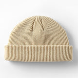Aidase New Fashion Men's Beanie Winter Knit Hat Boy Skullcap Sailor Cap Cuffs Retro Navy Short Hat Solid Color Unisex Autumn Warm Cap aidase-shop