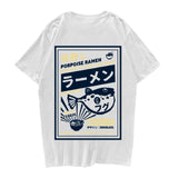 Puffer Fish Ramen Print Short Sleeve T Shirts Harajuku Hip Hop Casual Streetwear Tees Shirt 2020 Mens Summer100% cotton T-shirt aidase-shop