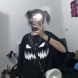 NiceMix Harajuku pumpkin Print letter T shirt Fake 2 Pieces Patchwork Casual Long Sleeve T-shirt Women And Men Streetwear Tops aidase-shop