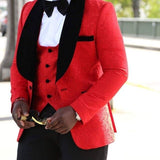 Aidase Men Suits Light Navy Blue and Black Groom Tuxedos Shawl Lapel Groomsmen Wedding Best Man ( Jacket+Pants+Bow Tie+Vest ) C684 aidase-shop