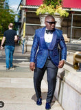 Aidase Men Suits Light Navy Blue and Black Groom Tuxedos Shawl Lapel Groomsmen Wedding Best Man ( Jacket+Pants+Bow Tie+Vest ) C684 aidase-shop