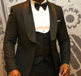Aidase Men Suits Light Navy Blue and Black Groom Tuxedos Shawl Lapel Groomsmen Wedding Best Man ( Jacket+Pants+Bow Tie+Vest ) C684 aidase-shop