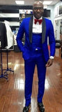 Aidase Men Suits Light Navy Blue and Black Groom Tuxedos Shawl Lapel Groomsmen Wedding Best Man ( Jacket+Pants+Bow Tie+Vest ) C684 aidase-shop