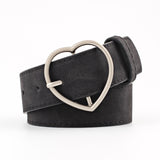 Aidase Double Ring Women Belt Fashion Waist Belt PU Leather Metal Buckle Heart Pin Belts For Ladies Leisure Dress Jeans Wild Waistband aidase-shop