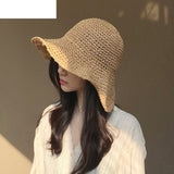 brand WOMEN Summer Hats Sun Beach Panama Straw hat Wide Wave Brim Folded Outdoor CAPS Leisure Holiday Raffia Cap visors hat aidase-shop