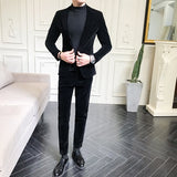 Aidase Elegant Wine Red Suits Mens Velvet Luxury Suits For Mens Groom Wedding Velour Suits Gentlemen Dress 2 pcs Flannel Green Burgundy aidase-shop