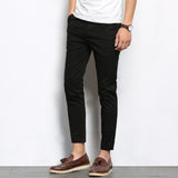 BROWON Autumn Men Fashions Solid Color Casual Pants Men Straight Slight Elastic Ankle-Length High Quality Formal Trousers Men aidase-shop