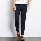 BROWON Autumn Men Fashions Solid Color Casual Pants Men Straight Slight Elastic Ankle-Length High Quality Formal Trousers Men aidase-shop